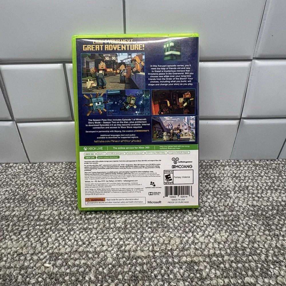 Minecraft X Box 360 Season Two Story Mode Disk Game Tested Works Microsoft